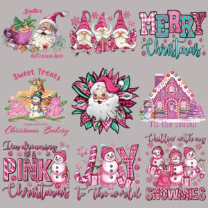 Wholesale Pink Christmas House Heat Transfer