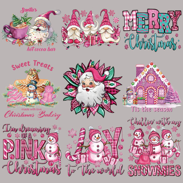 Wholesale Pink Christmas House Heat Transfer