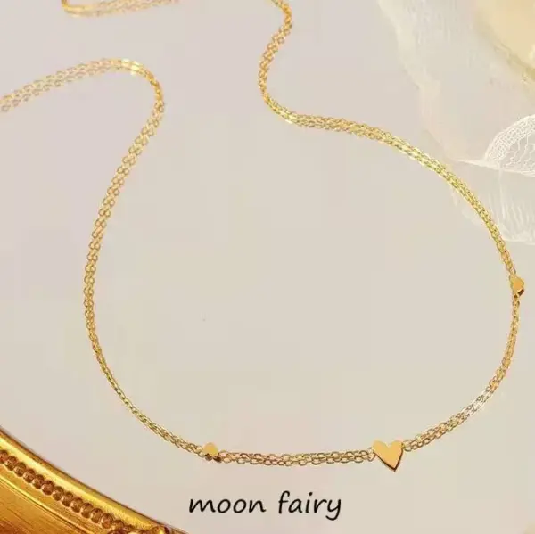Wholesale Jewelry Simple Style Heart Shape 304 Stainless Steel 18K Gold Plated Plating Stainless Steel Necklaces