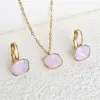 Wholesale Vacuum Plating Real Gold Plated 18K Gold Square 304 Stainless Steel Simple Style Shiny Waterproof Non Tarnish Jewelry Set