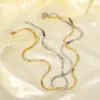 Wholesale 304 Stainless Steel Solid Color PVD Coated Real Gold Plated 18K Gold Hip-Hop Simple Style Waterproof Non Tarnish Snake Chain Lobster Trigger Clasp Closure Gold Silver Necklace