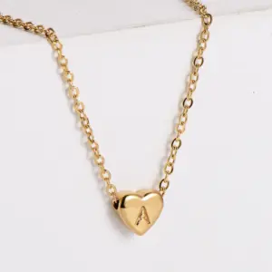 Wholesale PVD Coated 18K Gold Plated Heart 304 Stainless Steel Simple Style Waterproof Non Tarnish 304 Stainless Steel Pendant Necklace