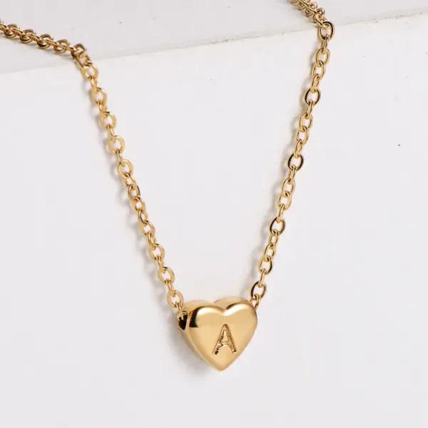 Wholesale PVD Coated 18K Gold Plated Heart 304 Stainless Steel Simple Style Waterproof Non Tarnish 304 Stainless Steel Pendant Necklace