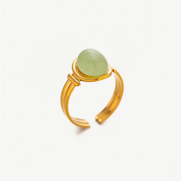 Wholesale PVD Coated Real Gold Plated Geometric Titanium Steel Vintage Style Waterproof Non Tarnish Open Rings