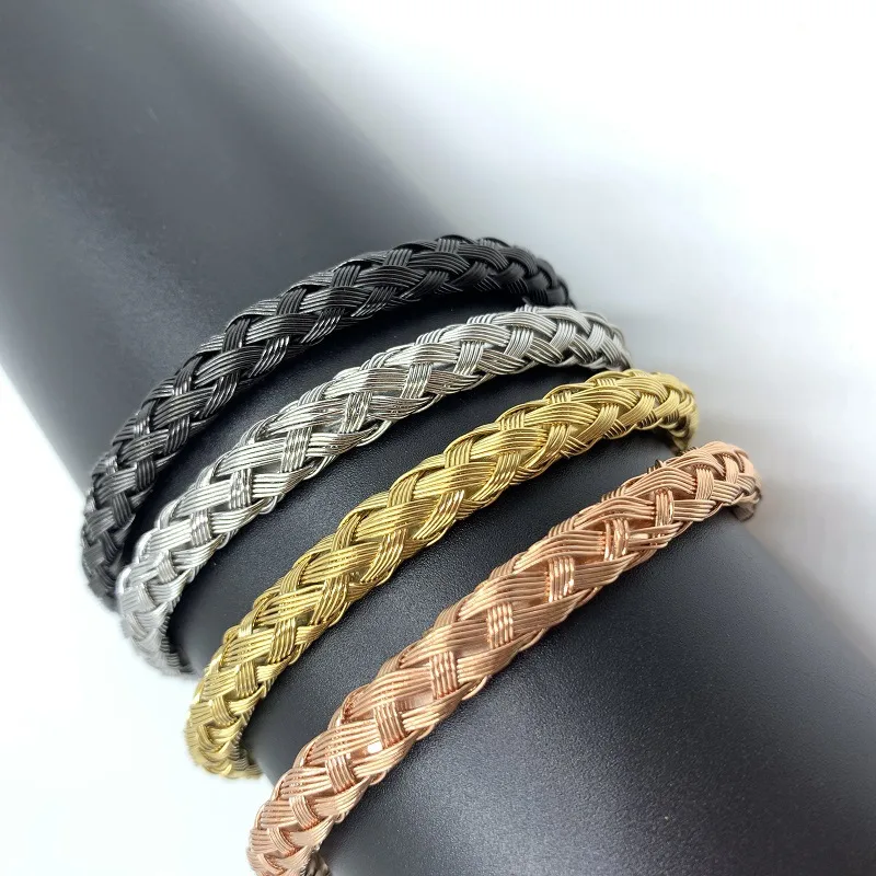 Wholesale Fashion Waves 304 Stainless Steel 18K Gold Plated Stainless Steel Bracelets In Bulk