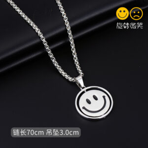 8242# rotatable smiley face necklace