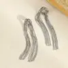 Wholesale Elegant Long Tassel Titanium Steel Earrings Women's Exaggerated Fashion Jewelry Non-fading Holiday Party Date Shopping