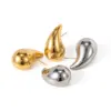 Wholesale 304 Stainless Steel Water Droplets Solid Color PVD Coated 18K Gold Plated Modern Style Plating Gold Silver Ear Studs