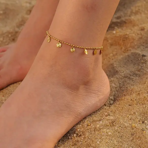 Simple Style 304 Stainless Steel Plating PVD Coated PVD Coated Women'S Anklet