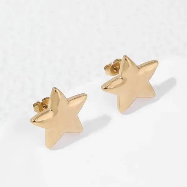 Wholesale PVD Coated 18K Gold Plated Star Stainless Steel IG Style Artistic Waterproof Non Tarnish Ear Studs