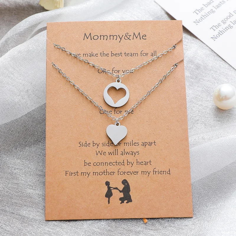 Wholesale New Stainless Steel Heart-shaped Mother-daughter Parent-child Sweater Chain 2-piece Set