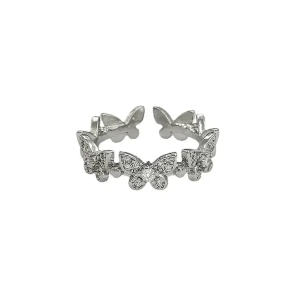Wholesale Simple Style Butterfly Copper Butterfly Inlay Zircon Open Ring