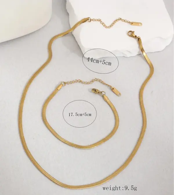 Wholesale Jewelry Hip-Hop Solid Color Zinc Alloy Gold Plated Silver Plated Bracelets Necklace Jewelry Set