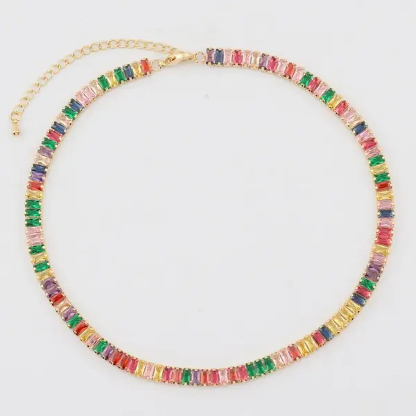 Brass Cable Chain 18K Gold Plated Plating Inlay Geometric Zircon Necklace