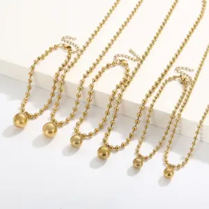 Wholesale PVD Coated 18K Gold Plated Solid Color Stainless Steel Streetwear Waterproof Non Tarnish Bracelets Necklace
