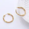 Wholesale 1 Pair Vintage Style The Answer Twist Stainless Steel Hoop Earrings
