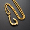 Wholesale Hip-Hop Big Fishhook Titanium Steel Necklace Pendant