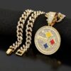 Wholesale Hip-hop diamond round letter necklace Cuban chain