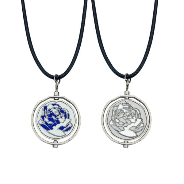 oly-77c63817db6fbeb2bb3911c0e9d2ad81 Wholesale Blue Rose Rotating Pendant Necklace