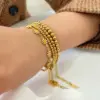 Wholesale PVD Coated Real Gold Plated 18K Gold Round 201 Stainless Steel Classic Style Waterproof Non Tarnish 201 Stainless Steel Bracelets