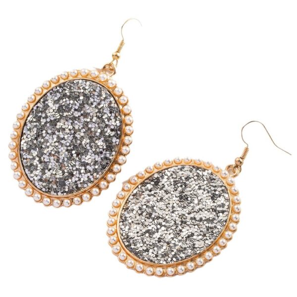 Wholesale Cross-border European and American Leopard Sequin Leather Earrings Vintage Alloy Diamond Pearl Oval High-end Earrings Earrings for Women
