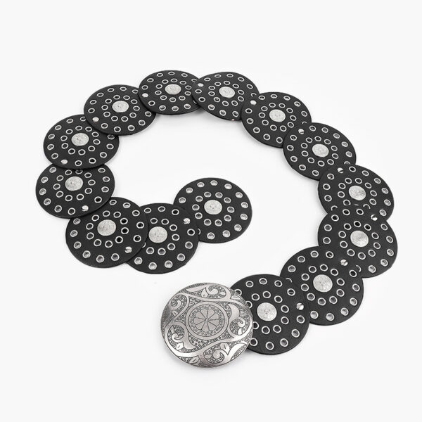 Wholesale Middle Ages Spice Girl Millennium Subculture Disc Hook Faux Leather Vintage Rivet Stitching Alloy Belt Wide Belt