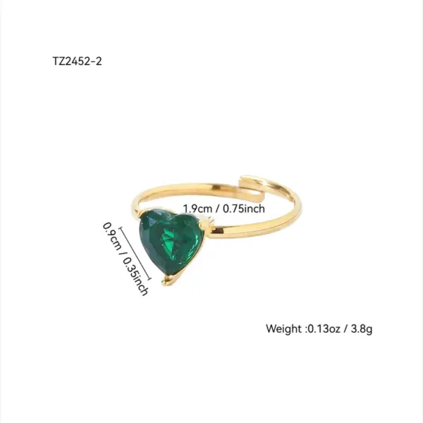 Wholesale Elegant Fashion Luxury Minimalist High-End Heart Inlaid Zircon Ring Stainless Steel 18K Gold Plated Women's Ring