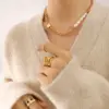 Wholesale PVD Coated Real Gold Plated 18K Gold Geometric 304 Stainless Steel Fashion Waterproof Non Tarnish 304 Stainless Steel Necklace