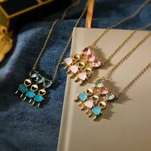 Wholesale Simple Style Commute Square Copper 18k Gold Plated Zircon Pendant Necklace In Bulk