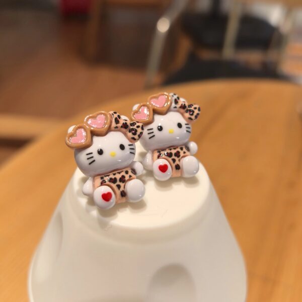 Wholesale Cute leopard print kitten earrings