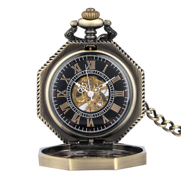 oly-77d60b2ca7c279d072c2f734d4ddc10a Wholesale A generation of hair carving double display Roman octagonal manual mechanical watch retro Roman numeral cket watch