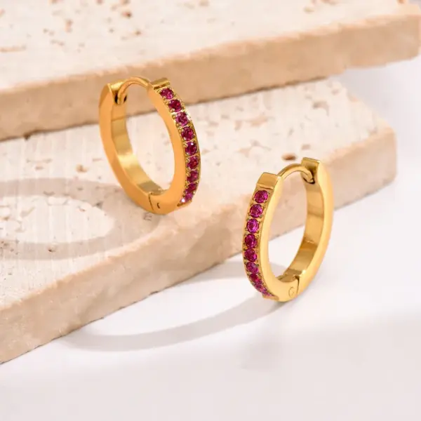 Wholesale PVD Coated Real Gold Plated 14K Gold Round 304 Stainless Steel Elegant Waterproof Non Tarnish 304 Stainless Steel Hoop Earrings