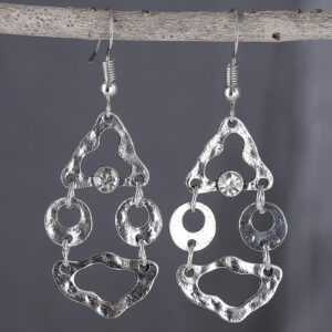 Wholesale Literary retro geometric splicing irregular hollow diamond earrings