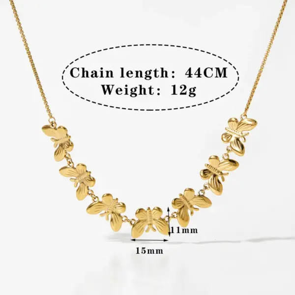 Wholesale PVD Coated Real Gold Plated 16K White Plating Butterfly 304 Stainless Steel Elegant Modern Style Waterproof Non Tarnish Necklace