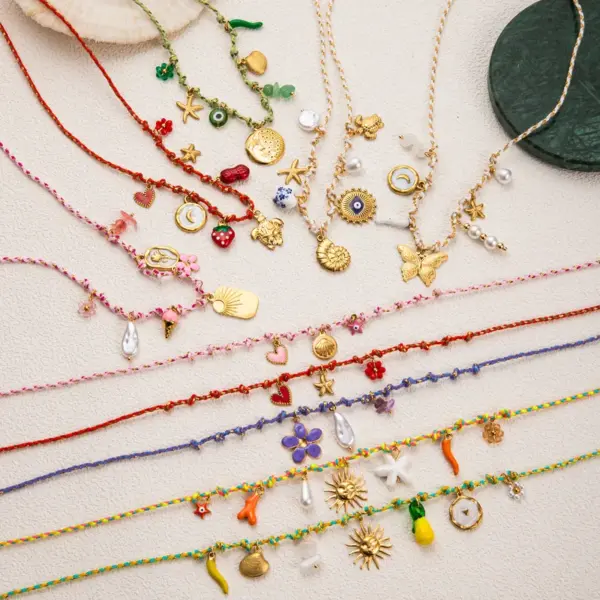 Wholesale Vacuum Plating 18K Gold Plated Starfish Heart Shape Butterfly 304 Stainless Steel Vintage Style Simple Style Chain Lobster Trigger Clasp Closure Multi Charms Necklace