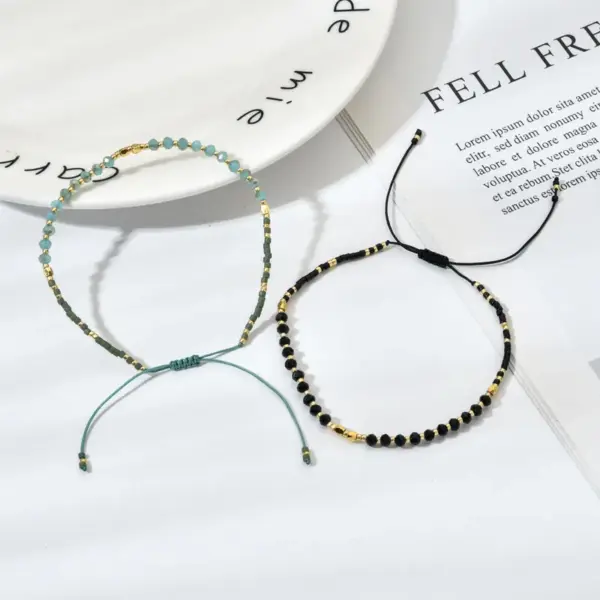 Wholesale Bohemian Solid Color Natural Stone Drawstring Bracelets