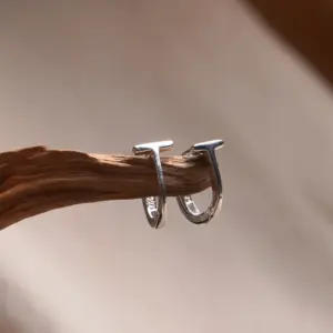 Silver T-shaped Earrings A-817