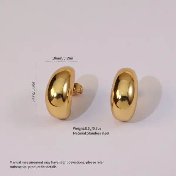Wholesale Ion Plating (IP) 18K Gold Plated Geometric 304 Stainless Steel Simple Style Waterproof Non Tarnish Ear Studs