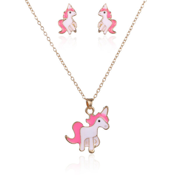 oly-77e6ed17ef79ed26d5a010f8f257e86d Wholesale Unicorn Pendant Necklace Earrings Jewelry Set