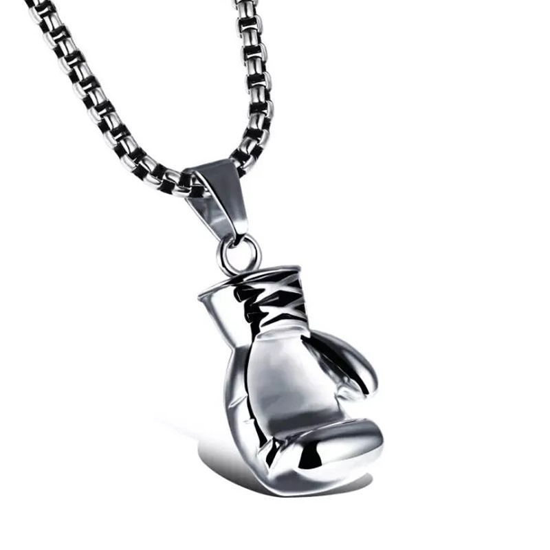 Wholesale Cross-border sply retro fitness boxing gloves stainless steel titanium steel necklace srts domineering fashion punk pendant