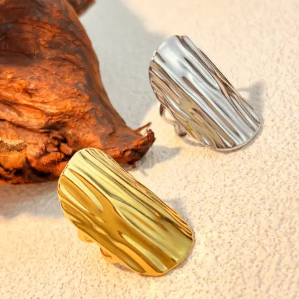 PVD Coated Real Gold Plated 18K Gold Solid Color 304 Stainless Steel Casual Retro Classic Style Waterproof Non Tarnish Open Rings