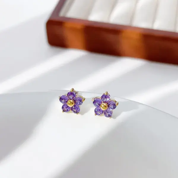 Wholesale PVD Coated 18K Gold Platinum Real Gold Plated Flower Stainless Steel Fairy Style Elegant Sweet Waterproof Non Tarnish Ear Studs
