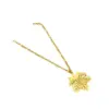 Wholesale Real Gold Plated Maple Leaf 304 Stainless Steel Retro Waterproof Non Tarnish Necklace