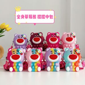 Wholesale 2023 New Rodenticide Pioneer Wallet Strawberry Bear Bag Bubble Crossbody Chilen's Cartoon Coin Purse Decompression Silicone Bag