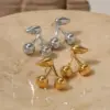 PVD Coated Real Gold Plated 16K White Plating Cherry 304 Stainless Steel Casual Modern Style Sweet Waterproof Non Tarnish Ear Studs