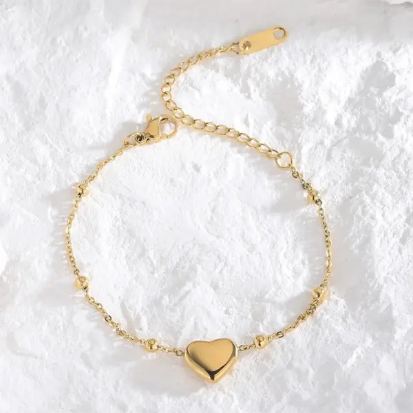 PVD Coated Real Gold Plated 18K Gold Heart Shape 304 Stainless Steel Casual Elegant Simple Style Waterproof Non Tarnish 304 Stainless Steel Bracelets