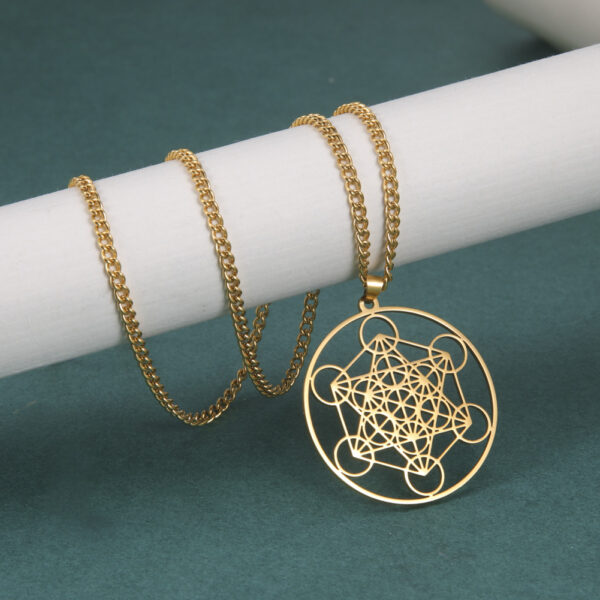 oly-780ffa9de66802f9cedf3ebf91eac0da Wholesale Titanium Steel Angel Seal Metatron Women Men's Geometric Kabbalah Garden Stainless Steel Necklace