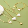 Wholesale Jewelry Fashion Heart Shape 304 Stainless Steel Artificial Pearls 18K Gold Plated Inlay Stainless Steel Jewelry Sets