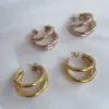 Wholesale 1 Pair Retro Simple Style C Shape Plating Titanium Steel Ear Studs
