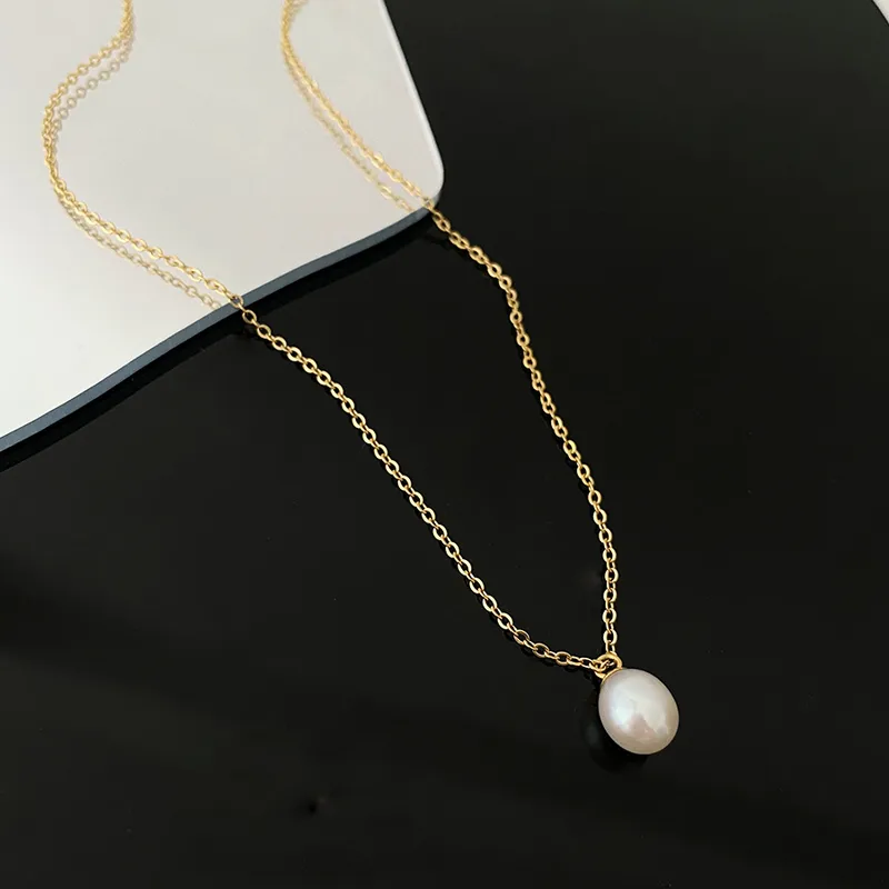 Wholesale Vacuum Plating Real Gold Plated 18K Gold Gold Plating Water Droplets 304 Stainless Steel Elegant Waterproof Non Tarnish Titanium Steel Neckl